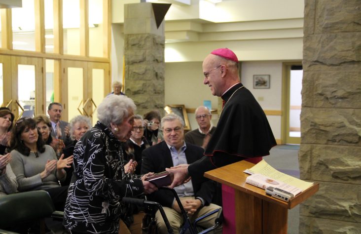 Betty Stein presented Father Tom O’Connor Light of Christ Award