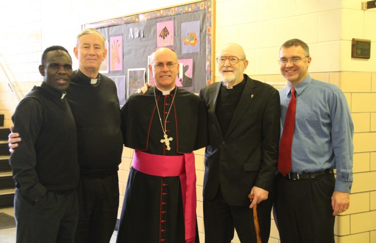 Bishop Rhoades visits Huntington Catholic School