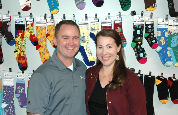 Pairing Fun, Faith on Socks Guides Couple’s Journey in Footsteps of Saints