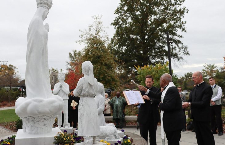 Cardinal Gregory Blesses Shrine’s Replacement of Vandalized Mary Statue