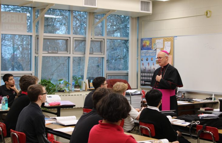 Bishop Rhoades Experiences “Luers Spirit” During Pastoral Visit to Bishop Luers High School