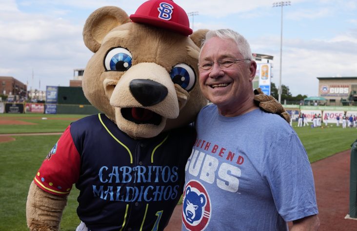 Monsignor Bill Schooler Throws Out the First Pitch at South Bend Cubs Game