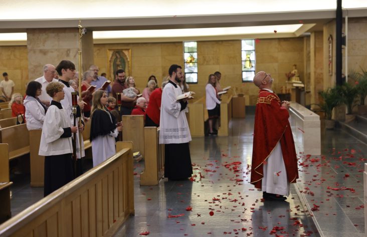The Tradition of Rose Petals from On High Continues at St. John the Baptist in Fort Wayne