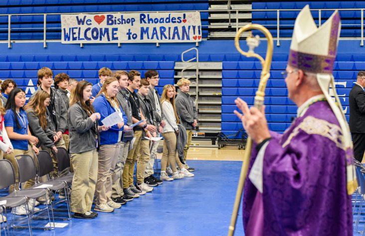 Bishop Makes Pastoral Visit to Marian High School on Ash Wednesday